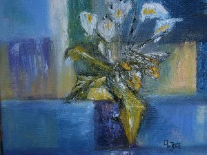 Ma dernière création, peinture à l'huile brosse et couteau, sur toile de lin - format 20x20cm - Prix 100€